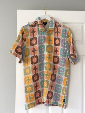 Todd Snyder Tile Open Knit Cabana Shirt – Multi – Size Small – Made in Italy